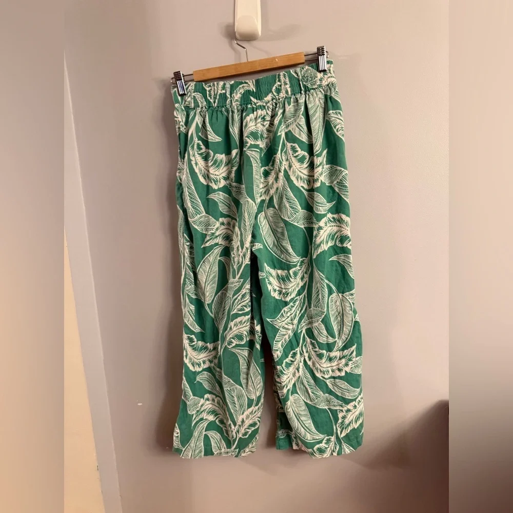 Rachel Zoe Green Tropical Linen Blend Wide Leg Pants – Size M - Picture 4 of 6